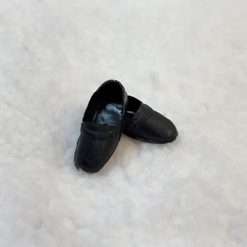 Vintage Barbie Ken Black Loafer Shoes Slip‎ On Doll Footwear Mattel Accessory